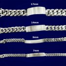 10mm 12mm Curb Cuban Tag Sterling Silver Chain Link Men's Bracelet Polish