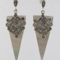 Triangle Drop Marcasite 925 Sterling Silver Earrings Vintage Stone