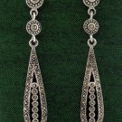 Hanging Teardrop Marcasite 925 Sterling Silver Drop Earrings