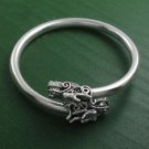 Cross Over Two Head Naga Dragon 925 Sterling Silver Bali Cuff Bangle Bracelet
