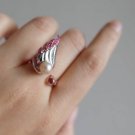 Kinaree Angel Bird Wing Heart Couple 925 Sterling Silver Ruby Ring Women's
