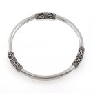 4mm S Curl Bali 925 Sterling Silver Bangle Bracelet Women's Black Oxidized