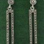 Rectangle Drop Marcasite 925 Sterling Silver Stud Earrings