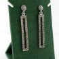 Rectangle Drop Marcasite 925 Sterling Silver Stud Earrings