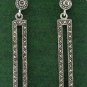 Rectangle Drop Marcasite 925 Sterling Silver Stud Earrings