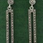 Rectangle Drop Marcasite 925 Sterling Silver Stud Earrings