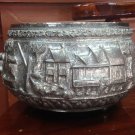 Thai Life Repousse Chased 925 Sterling Silver Pure Bowl Vintage Handmade Antique