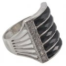 Black Onyx Stack Row Band 925 Sterling Silver Ring Men's
