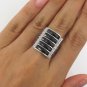 Black Onyx Stack Row Band 925 Sterling Silver Ring Men's
