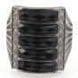 Black Onyx Stack Row Band 925 Sterling Silver Ring Men's