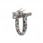 7" Row Oval Multicolor Gemstone Dragon Crawl 925 Sterling Silver Bangle