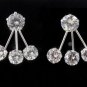 6mm Round CZ Stud Drop Ear Fan Jackets 925 Sterling Silver Earrings