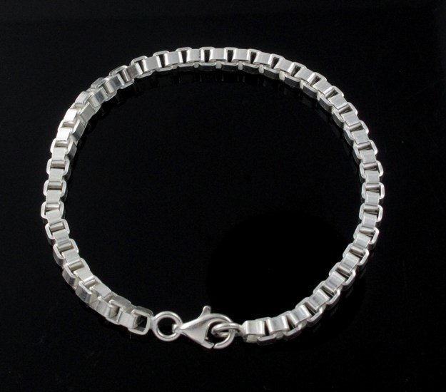 4mm Cube Square Box 925 Sterling Silver Chain Bracelet Shiny