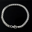 4mm Cube Square Box 925 Sterling Silver Chain Bracelet Shiny