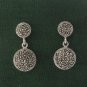 Circle Drop Dangle Marcasite 925 Sterling Silver Stud Earrings