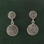 Circle Drop Dangle Marcasite 925 Sterling Silver Stud Earrings
