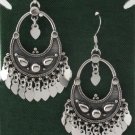 Vintage Bali Basket Black 925 Sterling Silver Heart Dangle Earrings