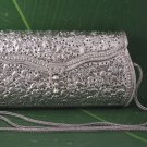 Floral Engrave Chain Shoulder Evening Bag Purse Handmade 925 Sterling Silver