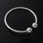 7" Round Bead Ball End Shiny 3mm 925 Sterling Silver Open Cuff Bracelet Polish