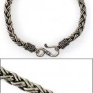 Double Braid Bali Men's 925 Sterling Silver Link Chain Bracelet Black Oxidized