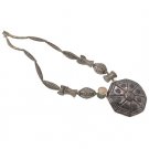 22" Thai Karen Hill Tribe Bead Octagon Pendant Sterling Silver Strand Necklace