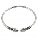 3mm Bali Lotus End S Curl 925 Sterling Silver Cuff Bracelet Black Oxidized