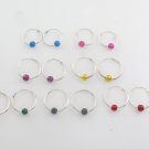 7x16mm Round Hoop Color Ball 925 Sterling Silver Earrings Lot Girl Gang