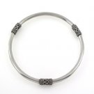 8" 3mm S Curl Bali 925 Sterling Silver Bangle Bracelet Women's