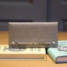 Long Bifold Wallet Python Snake Goat Skin Genuine Italian Leather