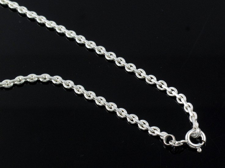 Rolo Flat Circle Link 3mm 925 Sterling Silver Solid Chain Necklace Men's Shiny