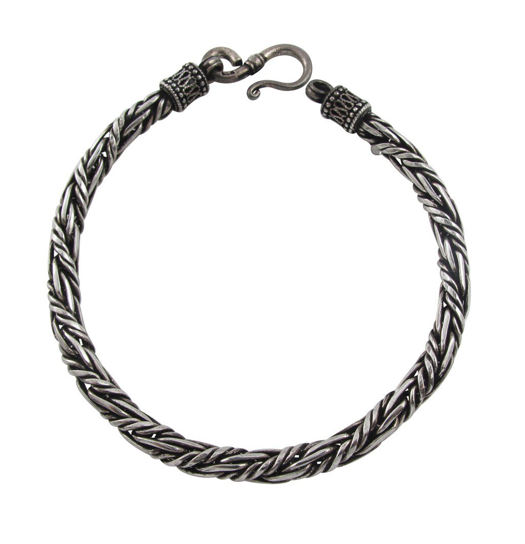 4mm Twist Braid Rope Bali Chain Sterling Silver Black Oxidized Men's Bracelet