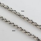Round Braid Bali 4mm 3mm 925 Sterling Silver Link Chain Bracelet Black Oxidized