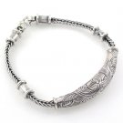 3mm Vintage Engrave Handmade Bali Braid 925 Sterling Silver Bracelet