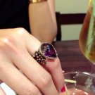 Teardrop Goethite in quartz 925 Sterling Silver Cocktail Ring Custom Size