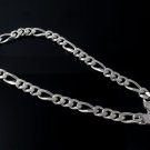 20" 12mm Figaro Polish White Thick Link Chain Men's 925 Sterling Silver Necklace