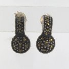 Round Ball Marcasite 925 Sterling Silver Stud Earrings Vintage