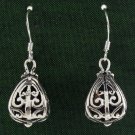Vintage Pyramid Filigree 925 Sterling Silver Black Oxidized Dangle Earrings Bali