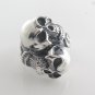 Double Head Skull 925 Sterling Silver Men's Ring Black Oxidized Biker Punk