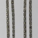 Long Bar Rectangle Marcasite 925 Sterling Silver Stud Earrings