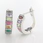 Hoop Multicolor Gemstone 925 Sterling Silver Snap Earrings