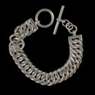 12mm Thick Cuban Curb Chain Flat Link Men's 925 Sterling Silver Bracelet Toggle