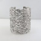 7" Wide Bird Nest Band 925 Sterling Silver Cuff Bracelet