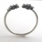 8.5" Naga Dragon Head 5mm 925 Sterling Silver Cuff Open Bracelet