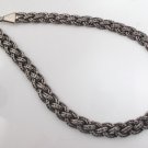 17" Braid Twist Artisan 925 Sterling Silver Snake Braid Necklace Black Oxidized