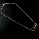 16" Love Letter 925 Sterling Silver Link Chain Pendant Necklace