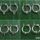 4x12mm Bali Coil Curl Ball Hoop 925 Sterling Silver Earrings Snap Tribal Ethnic