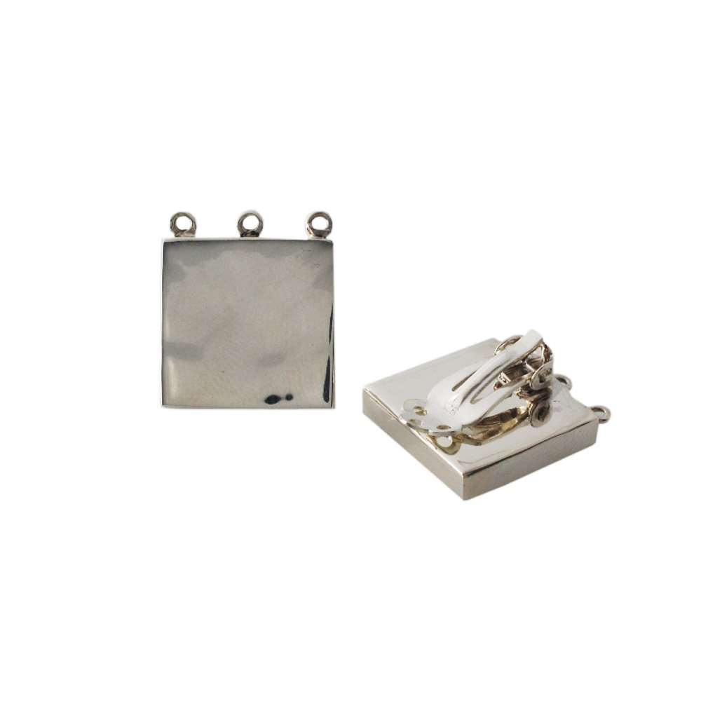 Square Smooth Plain 925 Sterling Silver Clip-on Stud Earrings Polish