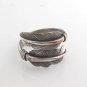 Bird Feather Leaf Wrap Tribal 925 Sterling Silver Ring Black Oxidized