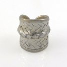Karen Basket Weave Puffy 925 Sterling Silver Ring Free Size Handmade
