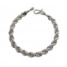 7" 5.5mm Circle Round 925 Sterling Silver Chain Link Bracelet Men's Oxidized
